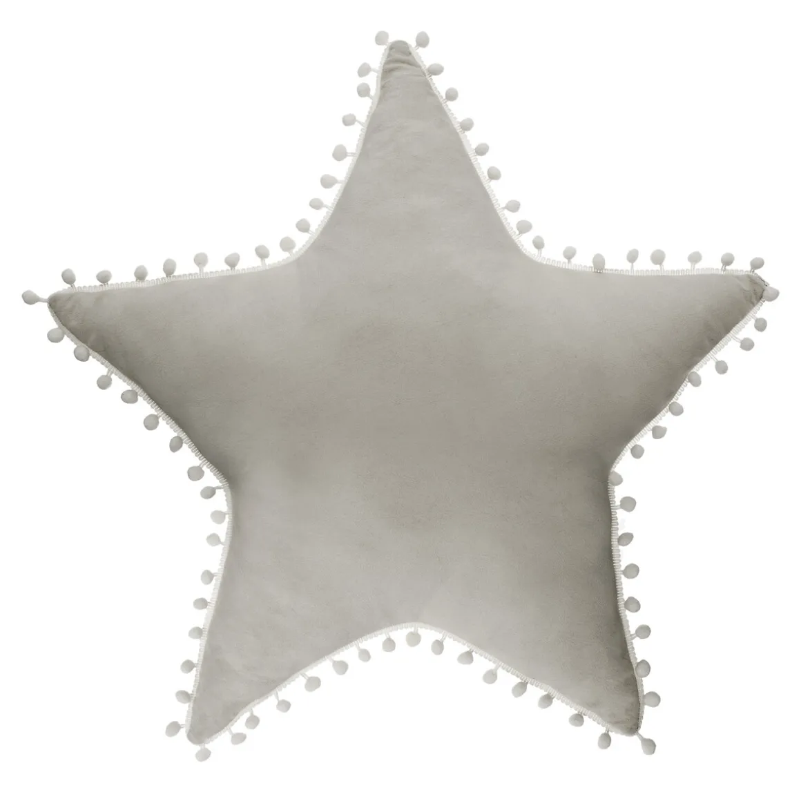 Almofada estrela cinza com pompons