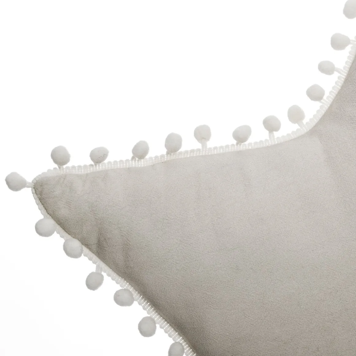 Almofada estrela cinza com pompons