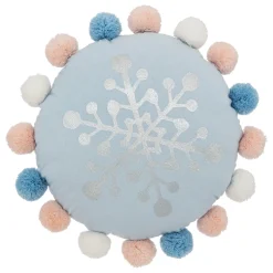 Almofada SNOW azul com pompons 35cm