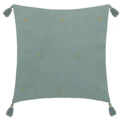 Almofada WINTER LIGHT gaze verde celadon com cruzes 40x40cm