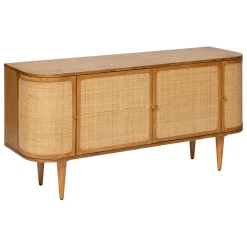 Aparador KISCO com 4 portas em mdf e rattan