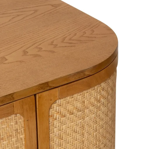 Aparador KISCO com 4 portas em mdf e rattan