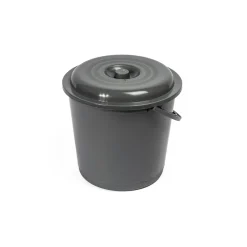 Balde com tampa EUROPA cinza escuro 16l
