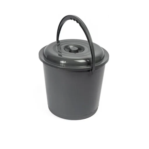 Balde com tampa EUROPA cinza escuro 16l