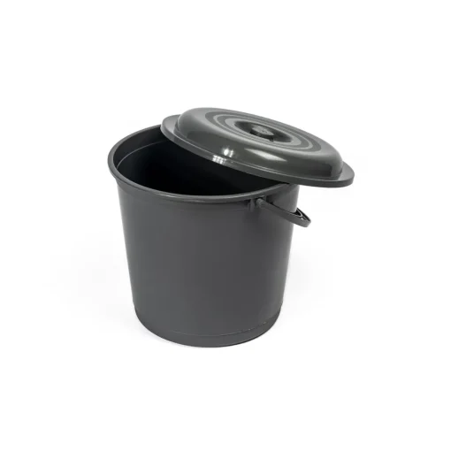 Balde com tampa EUROPA cinza escuro 16l