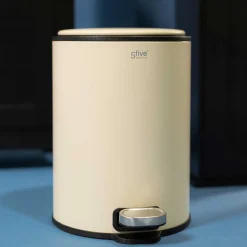 Balde do lixo com pedal DELTA bege em metal 6l