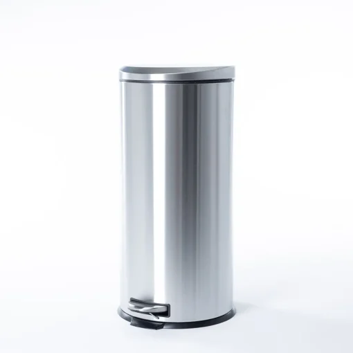Balde do lixo prateado com tampa soft close 30l