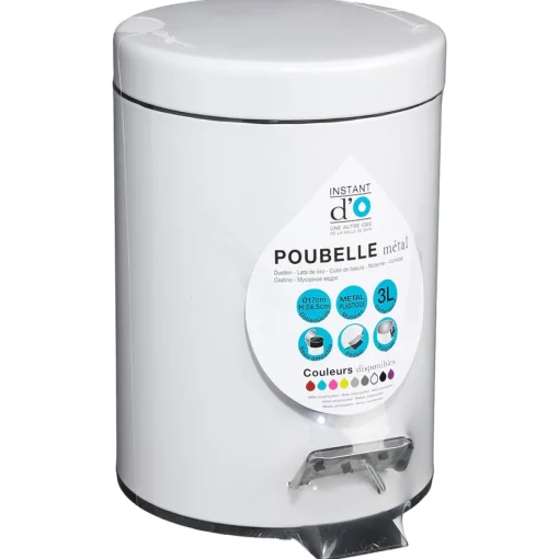 Balde wc branco metal 3l