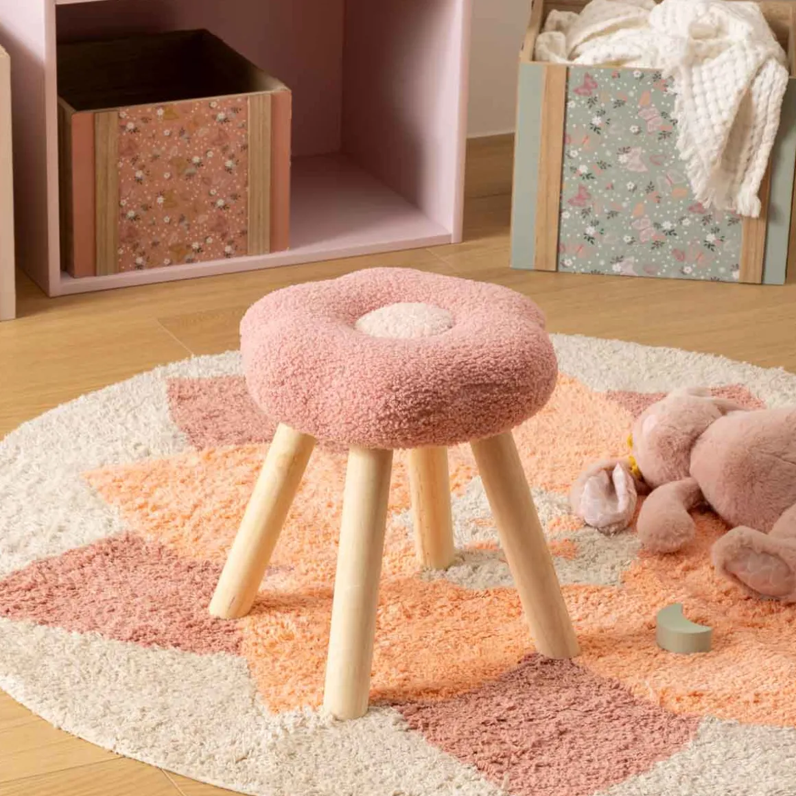 Banco em forma de flor WILD FOREST rosa de pelo 26cm