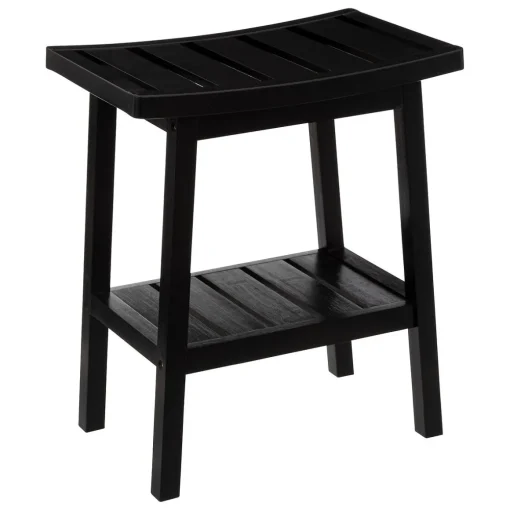 Banco multiusos preto de bambu