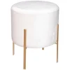 Banqueta BLUSH LIV branca de veludo com pés em metal dourado