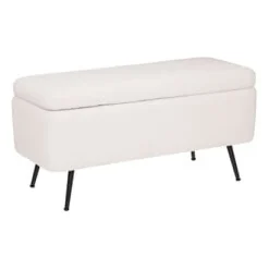 Banqueta branca AURORA com cofre de arrumação