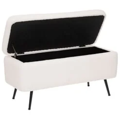 Banqueta branca AURORA com cofre de arrumação