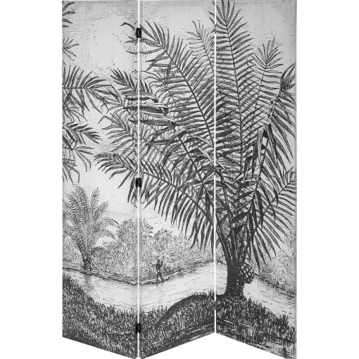 Biombo decorativo preto e branco paisagem CUBA