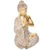 Buda sentado em resina dourado