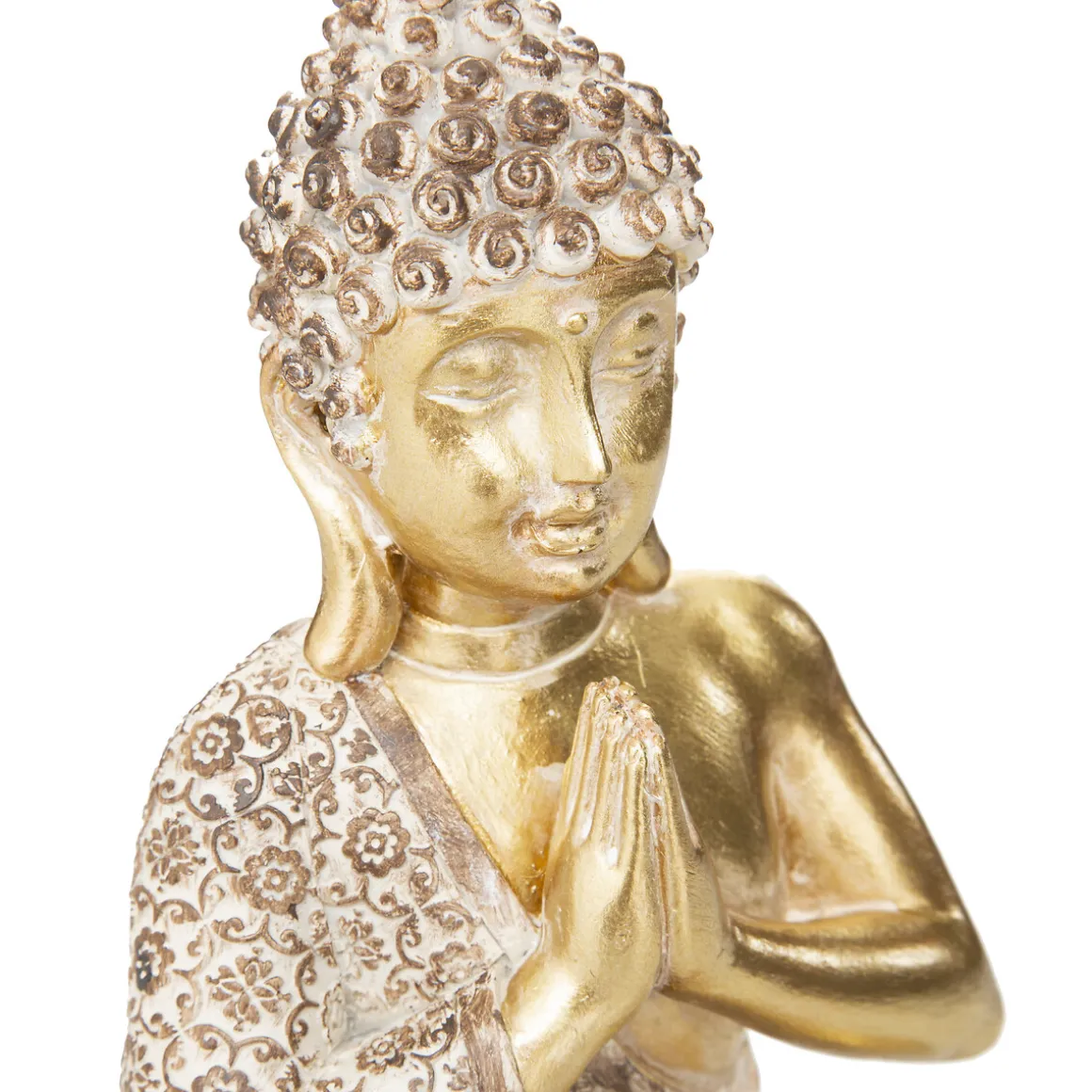 Buda sentado em resina dourado