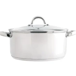 Caçarola em inox com tampa de vidro