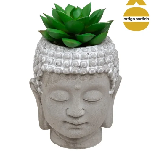 Cabeça buda com planta artificial
