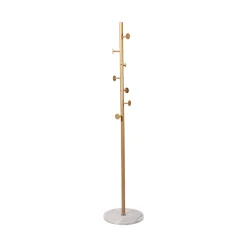 Cabide de pé com 7 ganchos dourado e base em mármore 177cm