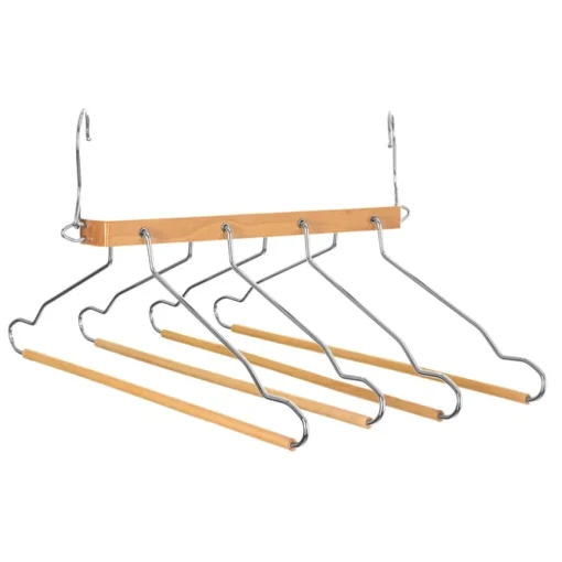 Cabide em madeira para 4 camisas e calças