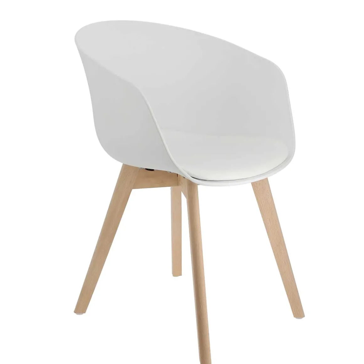 Cadeira EMMA branca com pernas em madeira