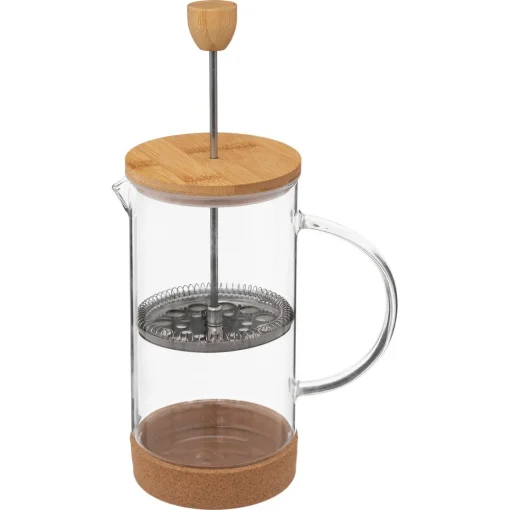 Cafeteira em vidro e bambu 1l