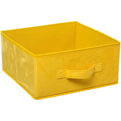 Caixa de arrumação amarelo veludo