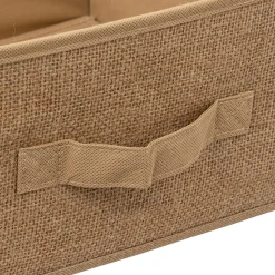 Caixa De Arrumação Bege Linho Juta 15x31cm