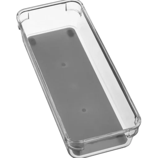 Caixa de arrumação com fundo cinza 9x23cm