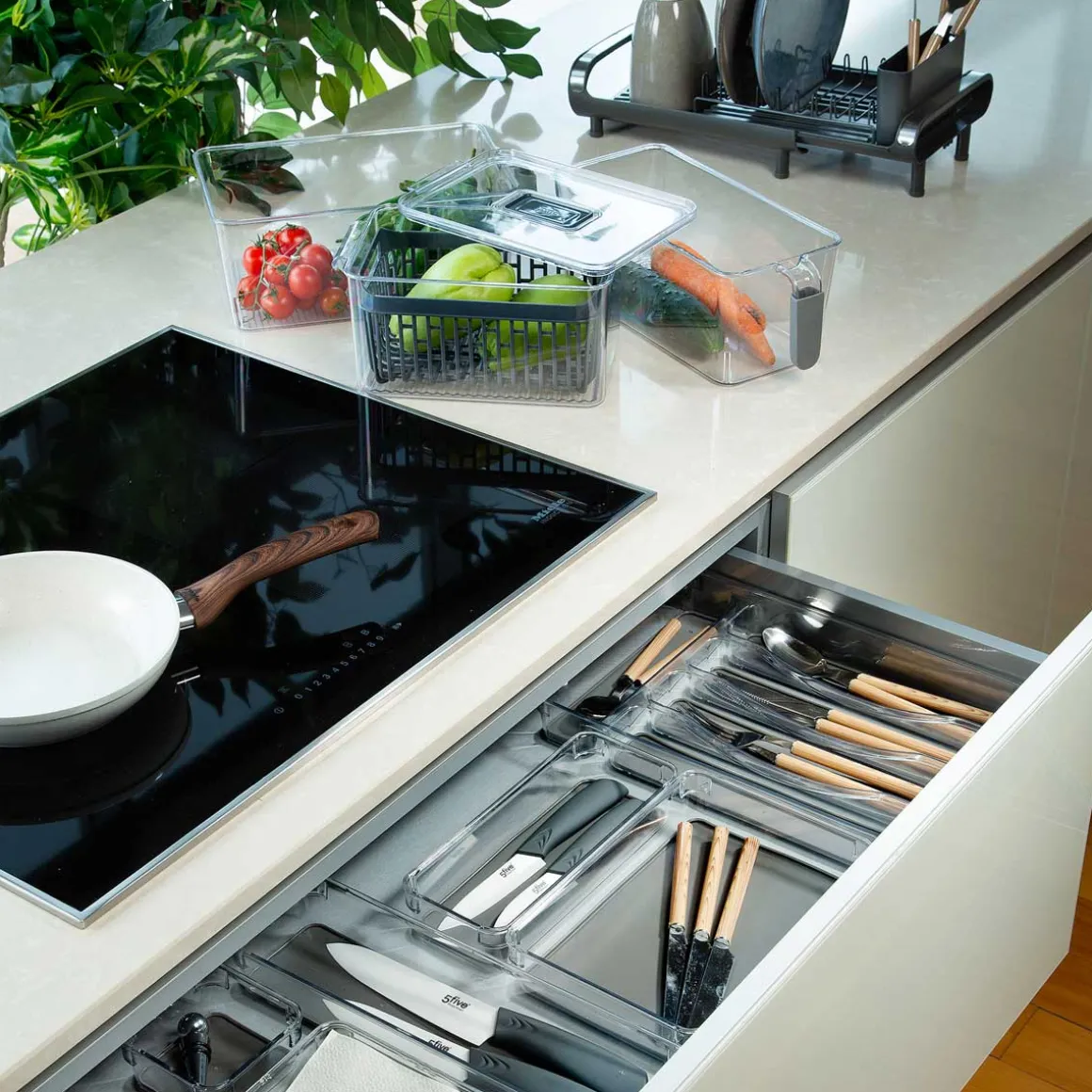 Caixa de arrumação com fundo cinza 16x23,2cm