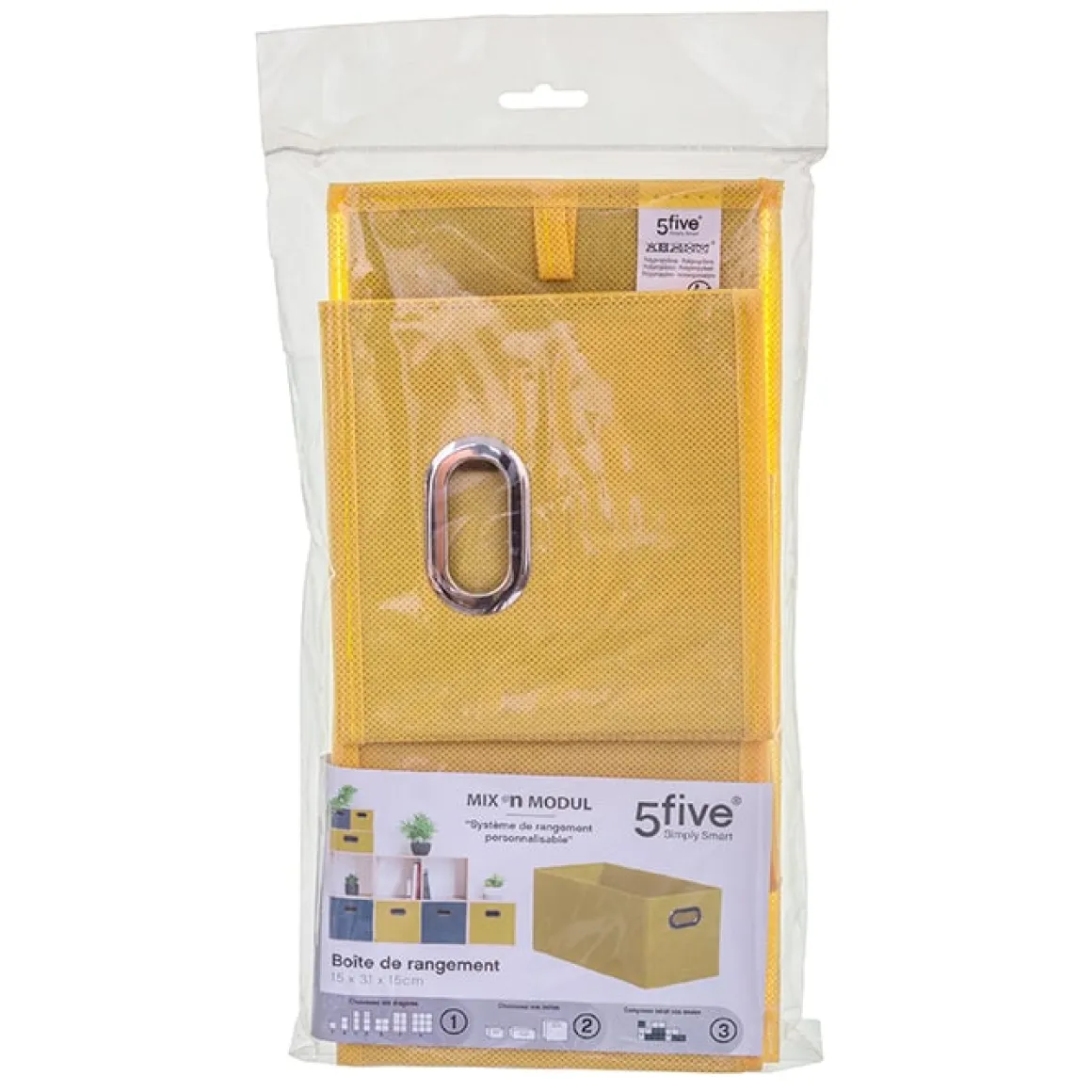 Caixa de arrumação com pegas metálicas 15x31cm