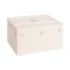 Caixa de arrumação dobrável creme com tampa 27,5x47,5cm