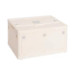 Caixa de arrumação dobrável creme com tampa 27,5x47,5cm