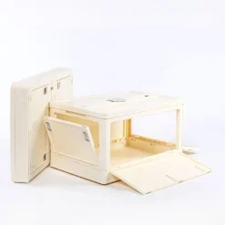Caixa de arrumação dobrável creme com tampa 27,5x47,5cm