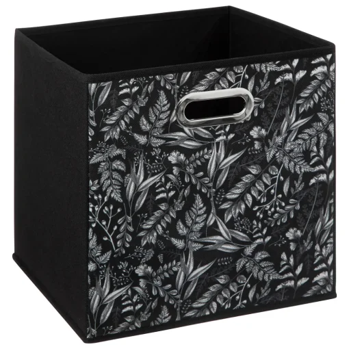 Caixa De Arrumação Preta Botanical 31x31cm