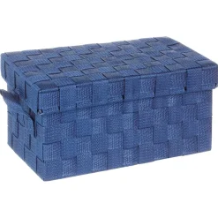 Caixa de arrumação wc com tampa azul escuro