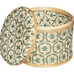 Caixa decorativa azul em bambu 17x20cm