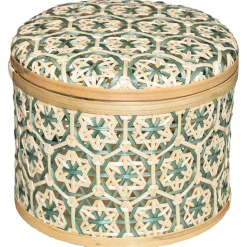 Caixa decorativa azul em bambu 17x20cm