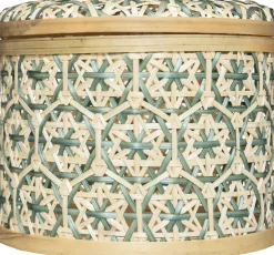 Caixa decorativa azul em bambu 17x20cm