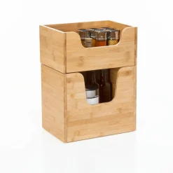 Caixa organizadora empilhável em bambu 26,5x31,5cm