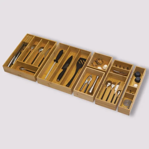 Caixa organizadora natural em bambu 15x38cm