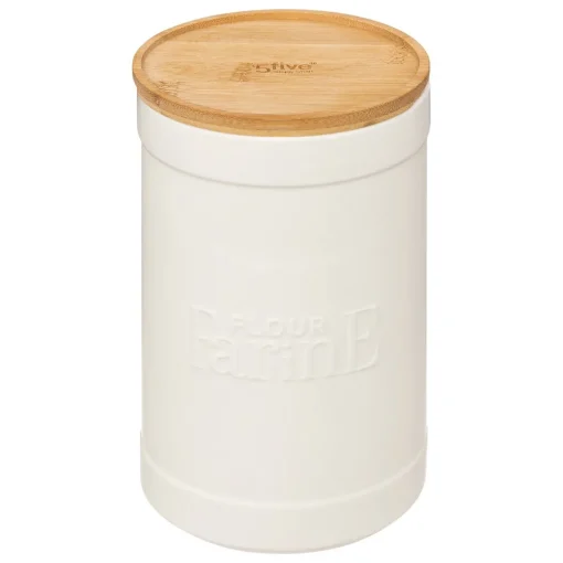 Caixa para farinha NATUREO branca com base em bambu