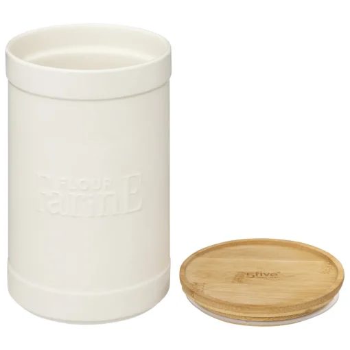 Caixa para farinha NATUREO branca com base em bambu