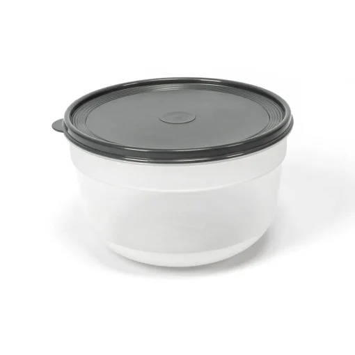 Caixa redonda com tampa cinza 4l