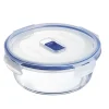 Caixa redonda de vidro com tampa azul 92cl