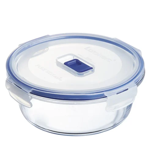 Caixa redonda de vidro com tampa azul 92cl