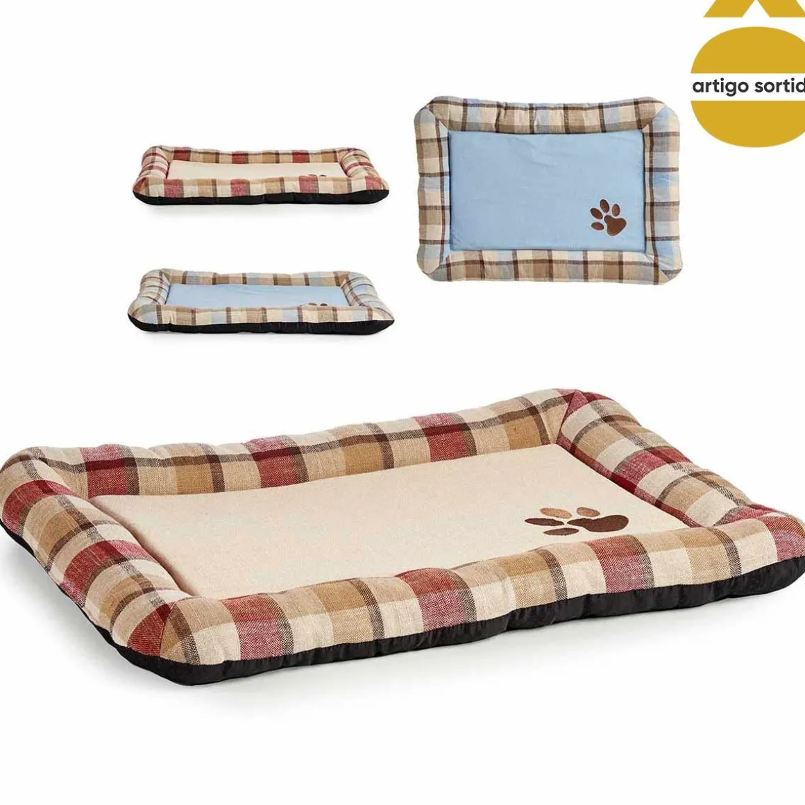 Cama para animal com padrão quadrados