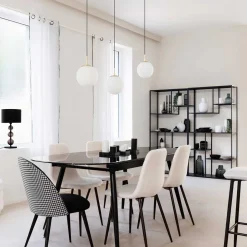 Candeeiro de mesa ALMA preto em metal e vidro