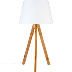 Candeeiro de mesa BAHIA branco com tripé em bambu