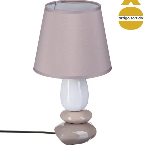 Candeeiro de mesa com 3 pedras em cerâmica